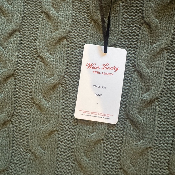 Olive Green Cable Knit Sweater Dress L - Picture 3 of 6